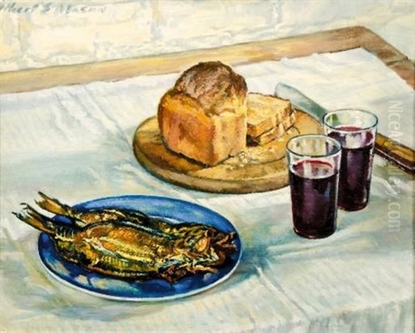 Studio Lunch Oil Painting by Albert Edward Mason