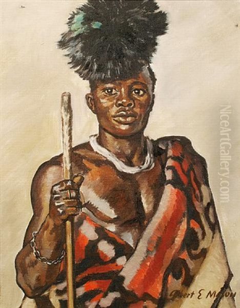 Portrait Of A Tribesman Oil Painting by Albert Edward Mason