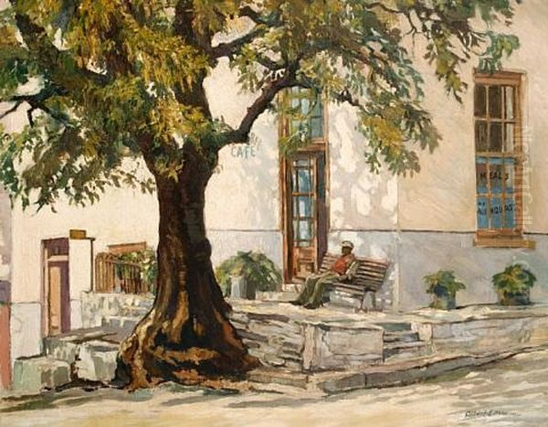 Green Tree Cafe, Capetown Oil Painting by Albert Edward Mason