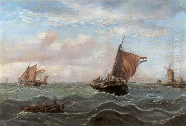 Barcos Cerca De Un Molino Oil Painting by George Finch Mason