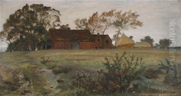 A Warwickshire Farm House Oil Painting by George Hemning Mason