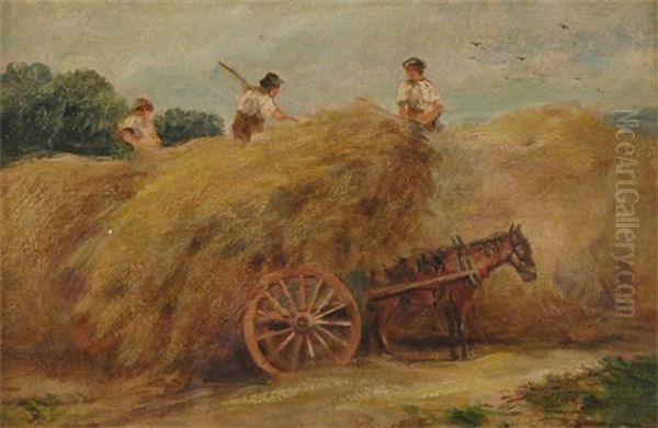 Haymaking Oil Painting by George Hemning Mason