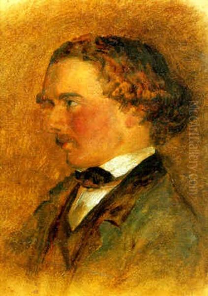 Portrait Of A Young Man (a Self Portrait?) Oil Painting by George Hemning Mason