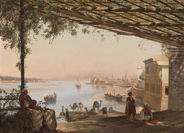 Cairo Scene Oil Painting by Edmund Berninger