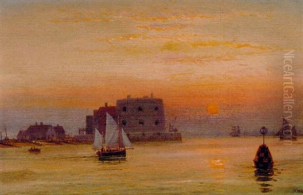 Off Calshot Castle Oil Painting by William Henry Mason