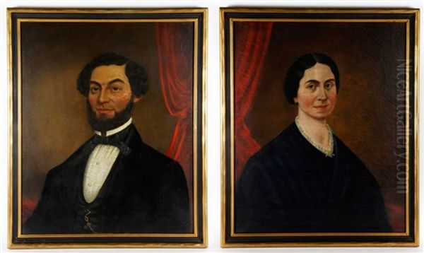 Portraits (pair) Oil Painting by William Sanford Mason