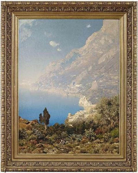 Coastline At Amalfi Oil Painting by Edmund Berninger