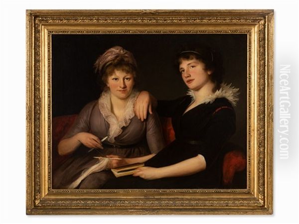 Two Sisters Oil Painting by John James Masquerier