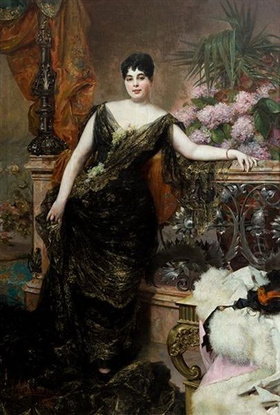 Retrato De Dama, 1890 Oil Painting by Francisco Masriera Manovens