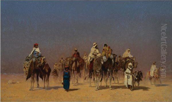 The Desert Caravan Oil Painting by Edmund Berninger