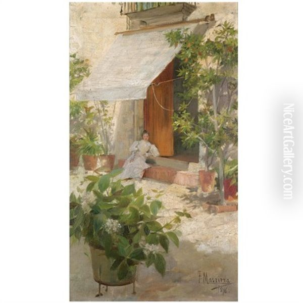 Descansando En La Sombra (resting In The Shade) Oil Painting by Francisco Masriera Manovens