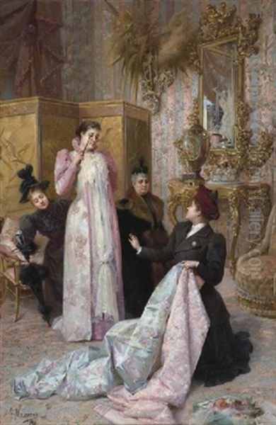 La Marchande De Mode Oil Painting by Francisco Masriera Manovens