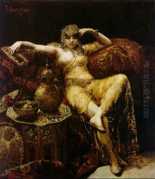 A Harem Beauty Oil Painting by Francisco Masriera Manovens