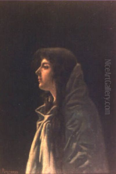 Mujer De Perfil Oil Painting by Francisco Masriera Manovens