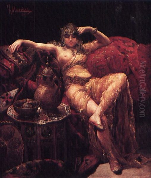 Mal Des Amores: An Odalisque Oil Painting by Francisco Masriera Manovens