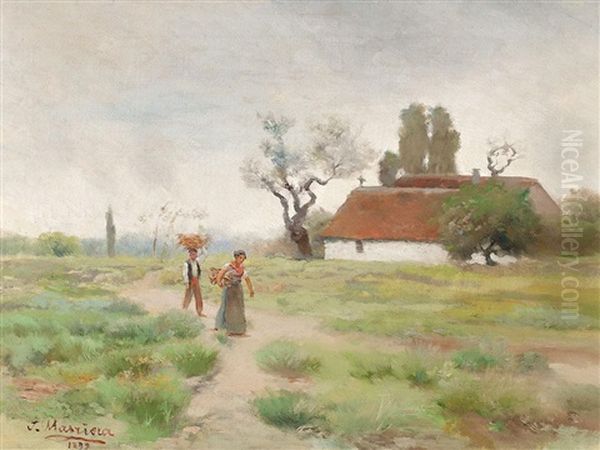 Paisaje Oil Painting by Jose Maria Masriera y Manovens