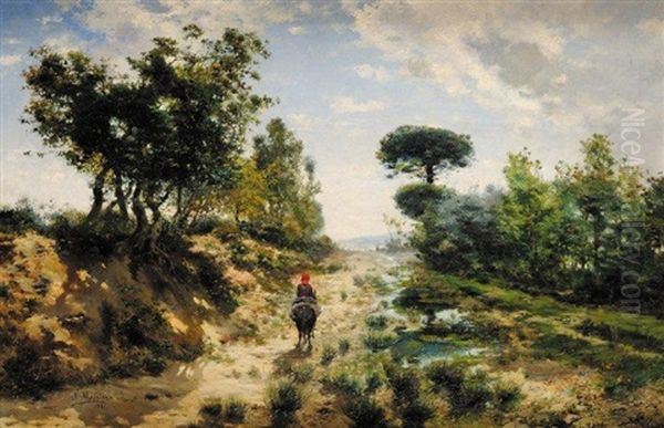 Berger Andalou Sur Le Chemin Du Village Oil Painting by Jose Maria Masriera y Manovens