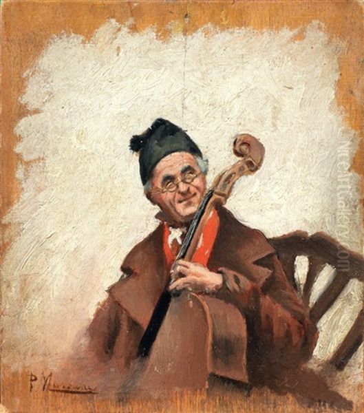 Suonatore Oil Painting by Pompeo Massani