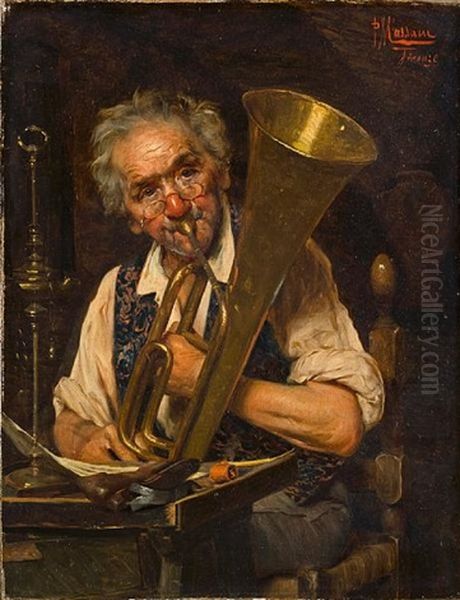 The Happy Musician Oil Painting by Pompeo Massani