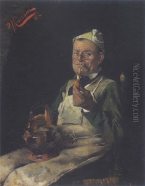 Der Pfeifenraucher Oil Painting by Pompeo Massani