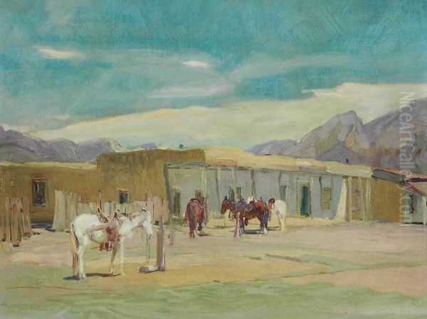 Kit Carson House In Taos by Oscar Edmund Berninghaus