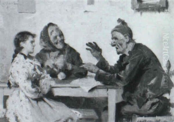 Granpa's Tale Oil Painting by Pompeo Massani