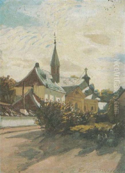 Dorfansicht Bei Dusseldorf Oil Painting by Edmund Massau