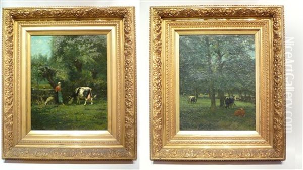 Scenes Champetres (2 Works) Oil Painting by Leon Massaux