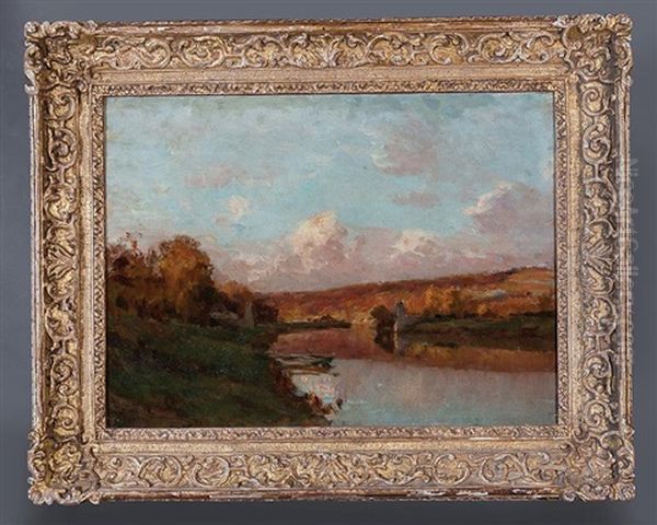 L'etang A Chelles (the Pond At Chelles) Oil Painting by Jean Eugene Julien Masse