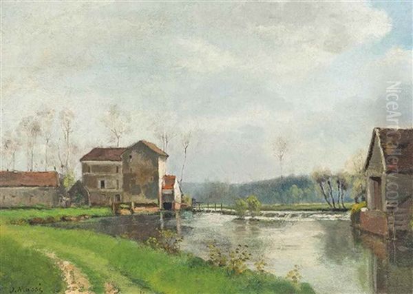 Moulin A Aube Oil Painting by Jean Eugene Julien Masse