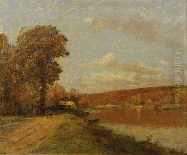 Les Bords De Seine Oil Painting by Jean Eugene Julien Masse