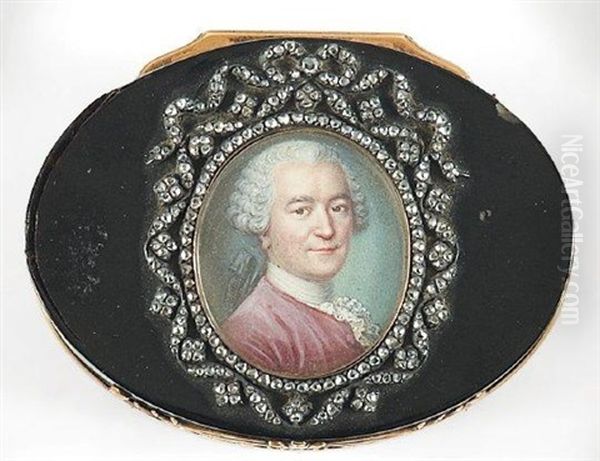 Portrait D'homme En Habit De Soie Mauve Oil Painting by Jean-Baptiste Masse