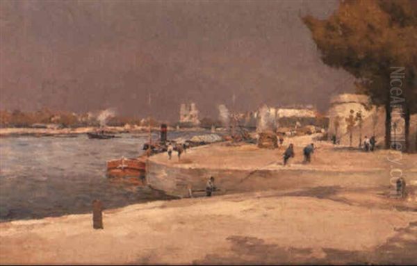 Le Bord De La Seine Oil Painting by Jean-Baptiste Masse