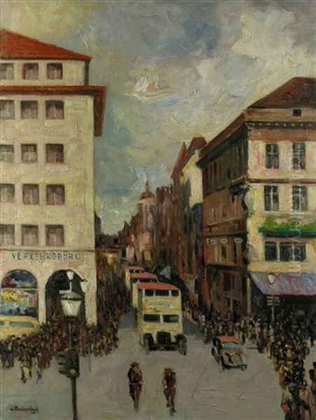 Berlin-friedrichstrasse Oil Painting by Ferdinand Freiherr Von Massenbach