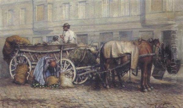 Vorbereitung Zum Markttag Oil Painting by Carl Massmann