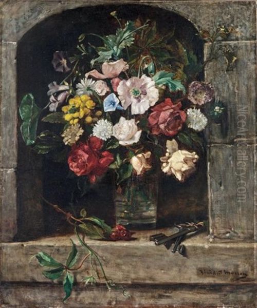 Bouquet De Fleurs Dans Une Niche Oil Painting by Benedict Masson