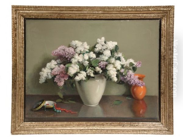 Still Life With Hydrangeas Oil Painting by Edouard Masson