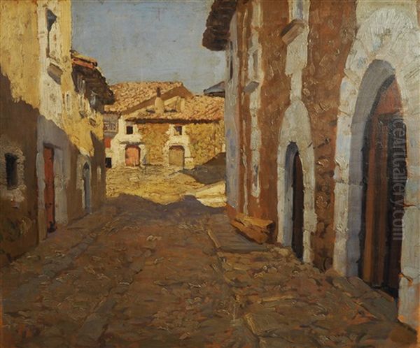 Effet De Lumiere Dans Une Ruelle D'un Village Basque Oil Painting by Georges Masson