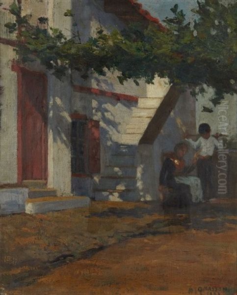 Mere Et Enfant Devant Une Maison Oil Painting by Georges Masson