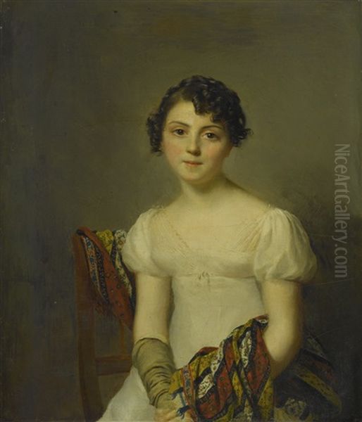 Portrait Of Andrienne-constance Bourdillon (1792-1836) Oil Painting by Firmin Massot