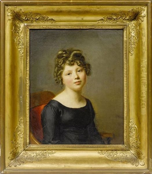 Portrait D'amelie Munier-romilly Jeune Fille Oil Painting by Firmin Massot