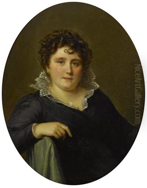 Portrait De Mme Massot, Nee Anne-louis Megevand Oil Painting by Firmin Massot