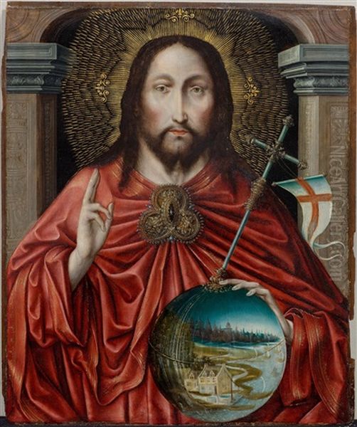 Christ As Salvator Mundi Oil Painting by Quentin Massys the Elder