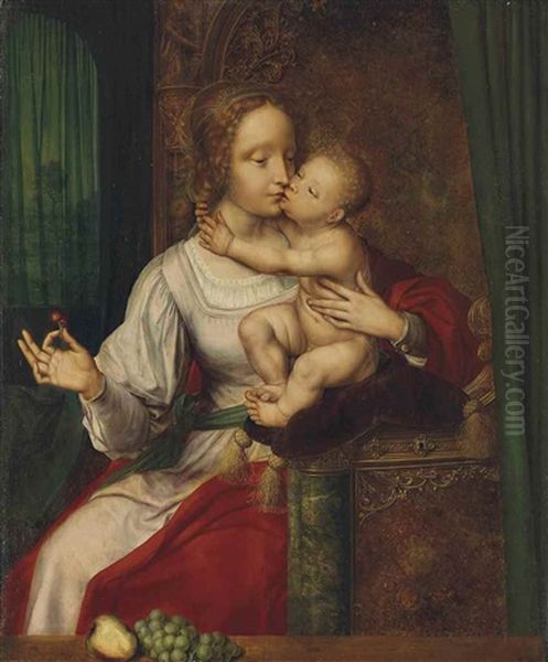 The Madonna Of The Cherries Oil Painting by Quentin Massys the Elder