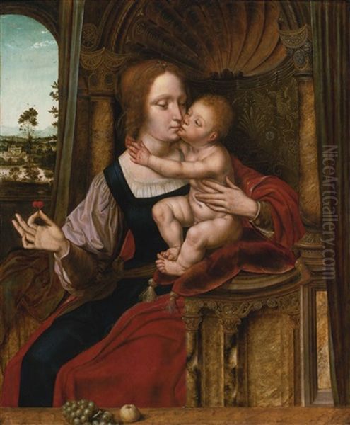 The Madonna Of The Cherries by Quentin Massys the Elder