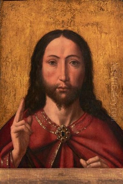 Tete De Christ Benissant Oil Painting by Quentin Massys the Elder