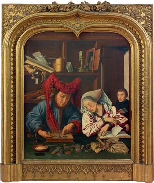 Les Changeurs Oil Painting by Quentin Massys the Elder