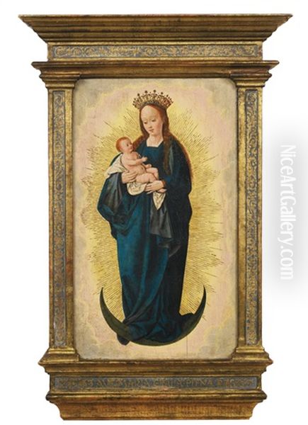 Madonna And Child Standing On A Half Moon Oil Painting by Quentin Massys the Elder