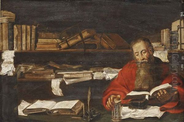 Saint Jerome In His Study Oil Painting by Quentin Massys the Elder