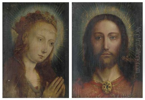 Christ Our Savior (the Virgin; Pair) Oil Painting by Quentin Massys the Elder